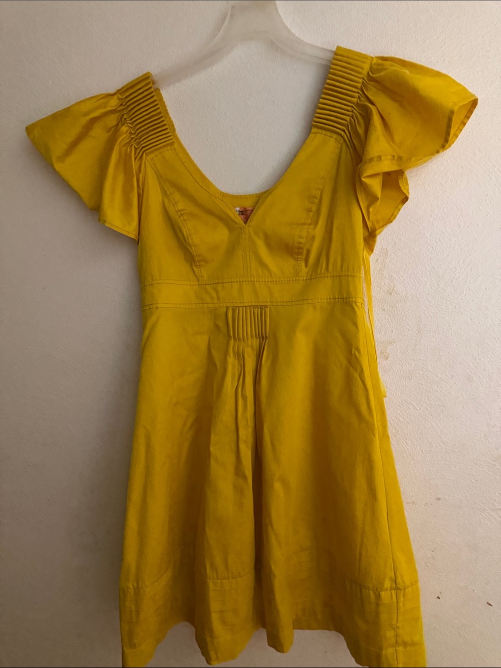 Diane Von Furstenberg Canary Yellow Ruffle-Sleeve Dress